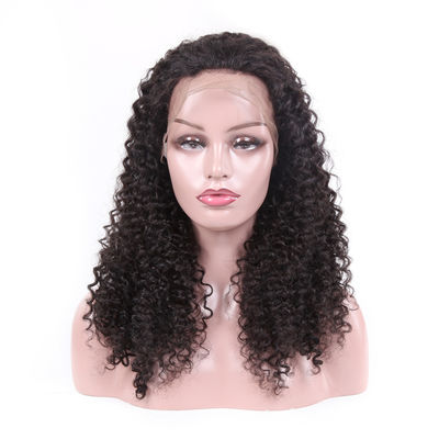 China Jet Black Real Virgin Hair Lace Wigs , 100 Human Full Lace Wigs Kinky Curly supplier